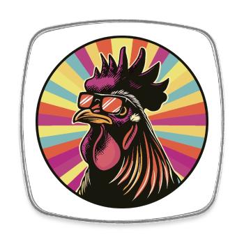 Rooster Pop Art with Sunglasses - Square fridge magnet - white - Front