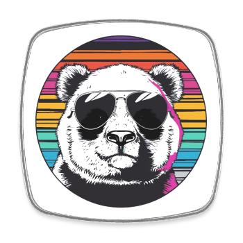Panda Retro Sunglasses - Square fridge magnet - white - Front