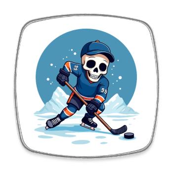Joueur de hockey sur glace squelette numéro 99 Sports d’hiver - Magnet carré - blanc - Devant