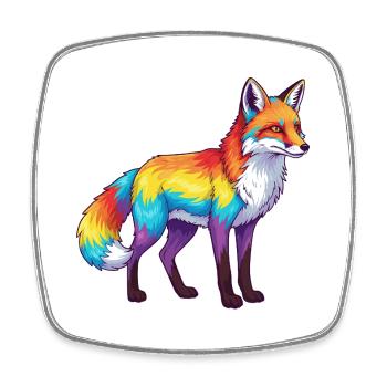 Buntes Fuchs-Regenbogen-Pop-Art-Aquarell - Viereckiger Kühlschrankmagnet - Weiß - Vorne