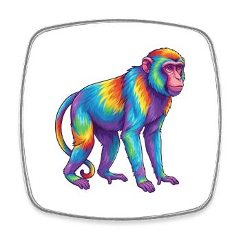 Bunte Affen-Regenbogen-Pop-Art-Aquarell - Viereckiger Kühlschrankmagnet - Weiß - Vorne