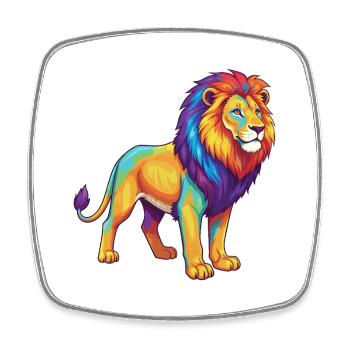 Colorful Lion Rainbow Pop Art Watercolor - Square fridge magnet - white - Front