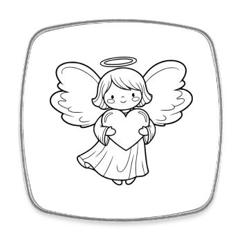 Illustration d’Ange Gardien avec Cœur - Magnet carré - blanc - Devant
