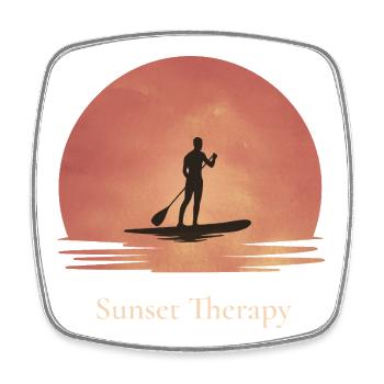 Sunset Therapy SUP - Square fridge magnet - white - Front