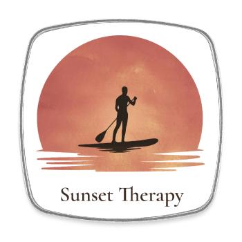 Sunset Therapy – Tranquility by the water - Square fridge magnet - white - Front
