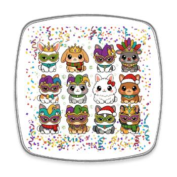 Carnival Bunnies Party Costume Funny Gift - Square fridge magnet - white - Front