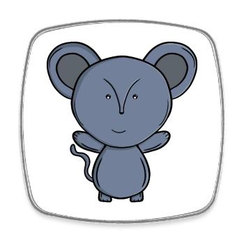 Niedliche Blaue Maus – Süßes Kawaii-Cartoon-Tier - Viereckiger Kühlschrankmagnet - Weiß - Vorne