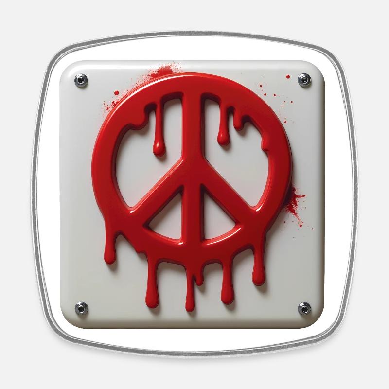 PEACE EMERGENCY #2 - peace & love - Square fridge magnet - white