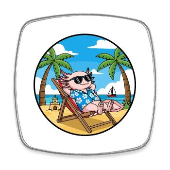 Coole Axolotl-Strandurlaubs-Sommerstimmung - Viereckiger Kühlschrankmagnet - Weiß - Vorne