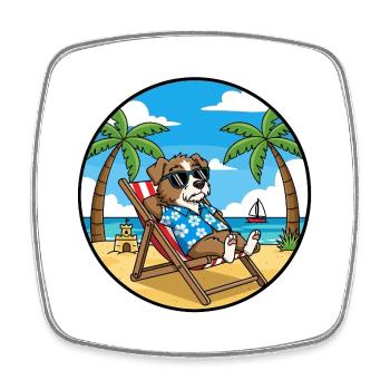 Cool Dog Beach Vacation Summer Vibes - Viereckiger Kühlschrankmagnet - Weiß - Vorne
