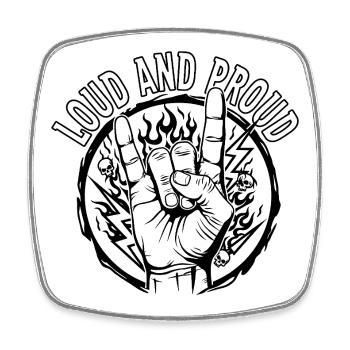 LOUD AND PROUD - Metal schwarz - Viereckiger Kühlschrankmagnet - Weiß - Vorne