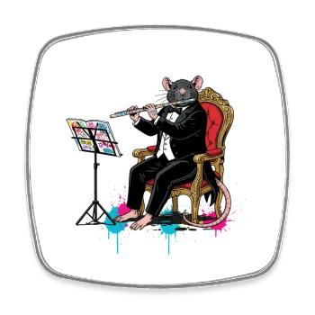 Ratte im Gala-Musiker - Viereckiger Kühlschrankmagnet - Weiß - Vorne