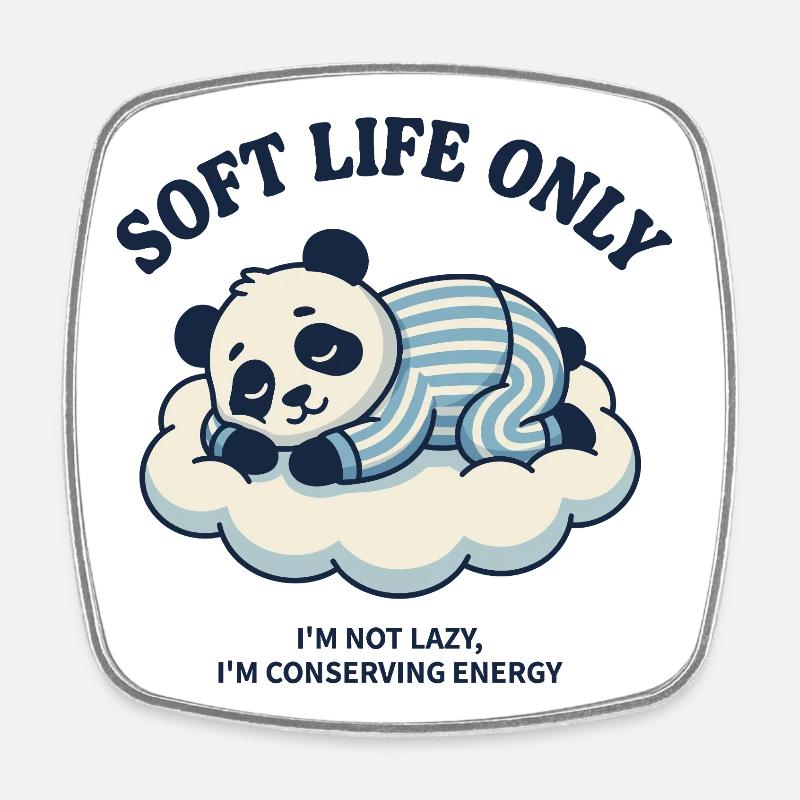Panda sur le nuage – Mode de vie doux - Magnet carré - blanc