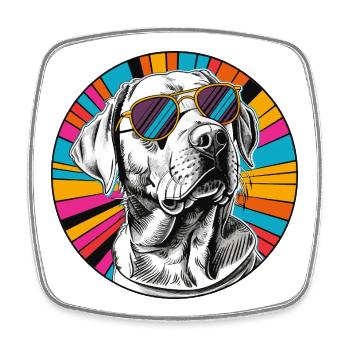 Sunglasses Dog on the Color Wheel - Square fridge magnet - white - Front