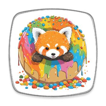 Renard Donut Arc-en-ciel - Magnet carré - blanc - Devant