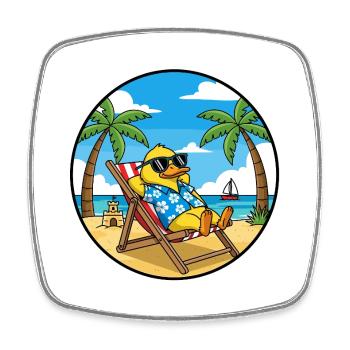 Cool Duck Beach Vacation Summer Vibes - Viereckiger Kühlschrankmagnet - Weiß - Vorne