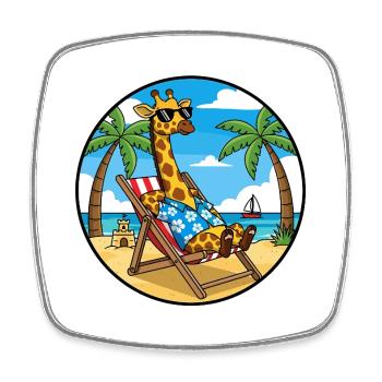 Coole Giraffe-Strandurlaub im Sommer - Viereckiger Kühlschrankmagnet - Weiß - Vorne