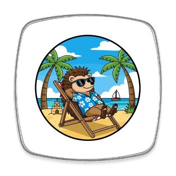 Vacances d’été à la plage des hérissons Cool - Magnet carré - blanc - Devant