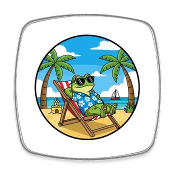 Cool Frog Beach Vacation Summer Vibes - Viereckiger Kühlschrankmagnet - Weiß - Vorne
