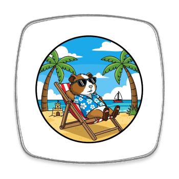 Coole Meerschweinchen-Strandurlaubs-Sommervibes - Viereckiger Kühlschrankmagnet - Weiß - Vorne