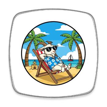 Ambiance Vacances Estivales Cool à Goat Beach - Magnet carré - blanc - Devant