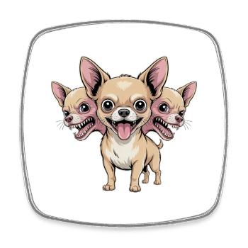Cerberus Chihuahua - Cool Pet Logo - Magnet carré - blanc - Devant