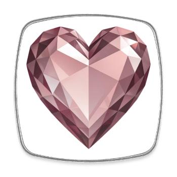 PINK DIAMOND HEART – Frieden & Liebe - Viereckiger Kühlschrankmagnet - Weiß - Vorne