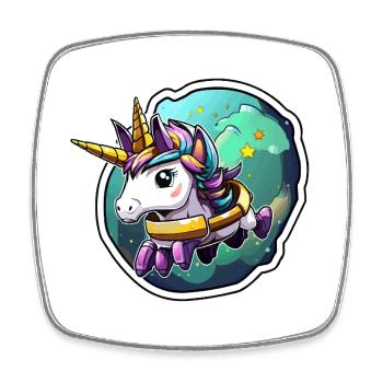 Space Unicorn Star Armor - Square fridge magnet - white - Front