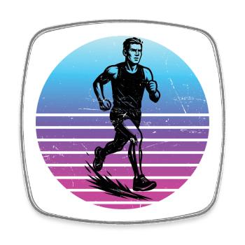 Characterful running design - Square fridge magnet - white - Front