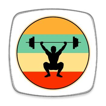 Haltérophile rétro vintage - Gymnase Sunset en détresse - Magnet carré - blanc - Devant