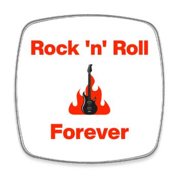 Rock ’n’ Roll Forever – Burning Guitar, Rockmusik - Viereckiger Kühlschrankmagnet - Weiß - Vorne