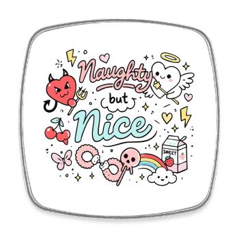 Naughty But Nice Cheeky Doodle Statement - Square fridge magnet - white - Front