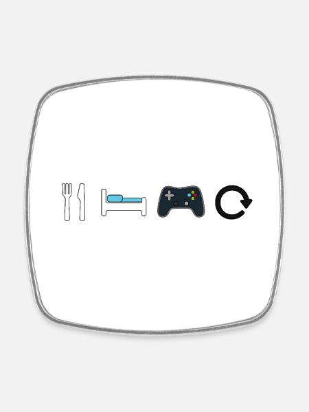 Eat Sleep Game Repeat - Square fridge magnet - white