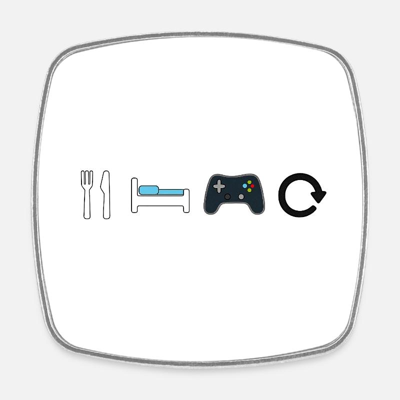 Eat Sleep Game Repeat - Viereckiger Kühlschrankmagnet - Weiß