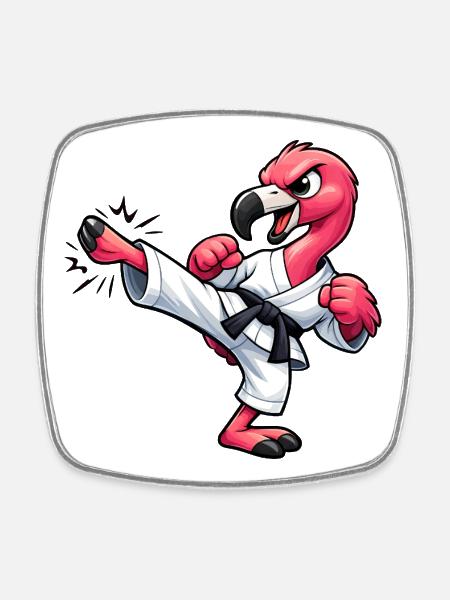 Flamingo Karate Kick Arts martiaux Arts martiaux - Magnet carré - blanc