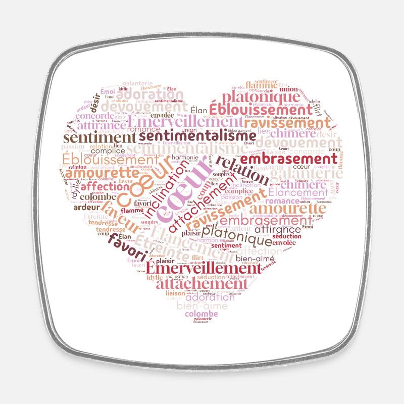 Herz der Worte in Liebe - Viereckiger Kühlschrankmagnet - Weiß