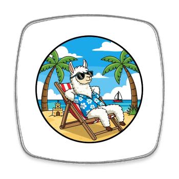 Coole Llama Beach Urlaubs-Sommer-Vibes - Viereckiger Kühlschrankmagnet - Weiß - Vorne