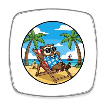 Coole Eulenstrandurlaub-Sommervibes - Viereckiger Kühlschrankmagnet - Weiß - Vorne