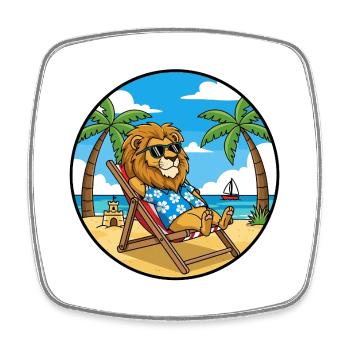 Ambiance estivale cool des vacances à Lion Beach - Magnet carré - blanc - Devant