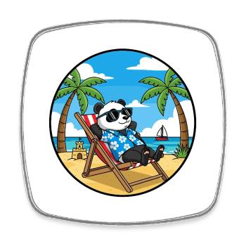 Coole Panda Beach Vacation Summer Vibes - Viereckiger Kühlschrankmagnet - Weiß - Vorne
