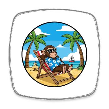Coole Monkey Beach Vacation Summer Vibes - Viereckiger Kühlschrankmagnet - Weiß - Vorne