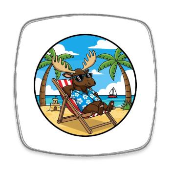 Coole Moose Beach Vacation Summer Vibes - Viereckiger Kühlschrankmagnet - Weiß - Vorne