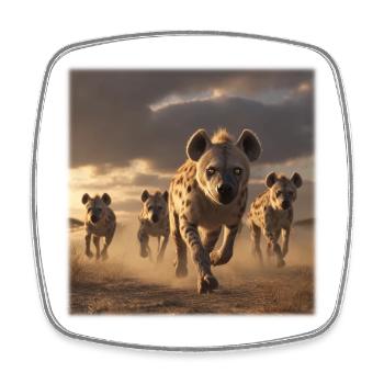 Hyenas Group Savannah Wildlife - Square fridge magnet - white - Front