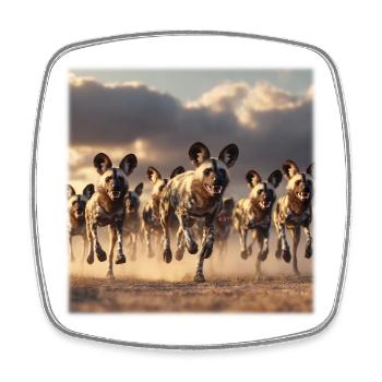 Hyenas Group Wildlife Savannah - Square fridge magnet - white - Front