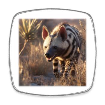 Striped Hyena Desert Wildlife Nature Design - Square fridge magnet - white - Front