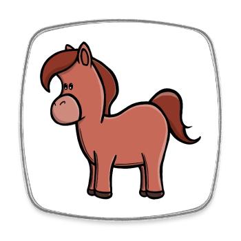 Niedlicher brauner Pferd-Kawaii-Pony-Cartoon - Viereckiger Kühlschrankmagnet - Weiß - Vorne