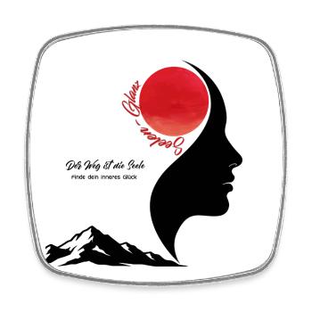 Silhouette Soleil-Lune avec Orbe Rouge - Magnet carré - blanc - Devant