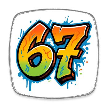 Six Seven Graffity - Magnet carré - blanc - Devant
