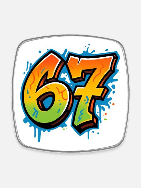 Six Seven Graffity - Magnet carré - blanc