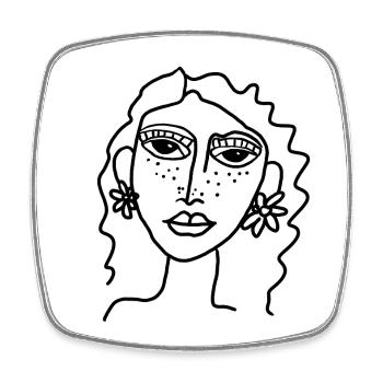 Face simple - Square fridge magnet - white - Front